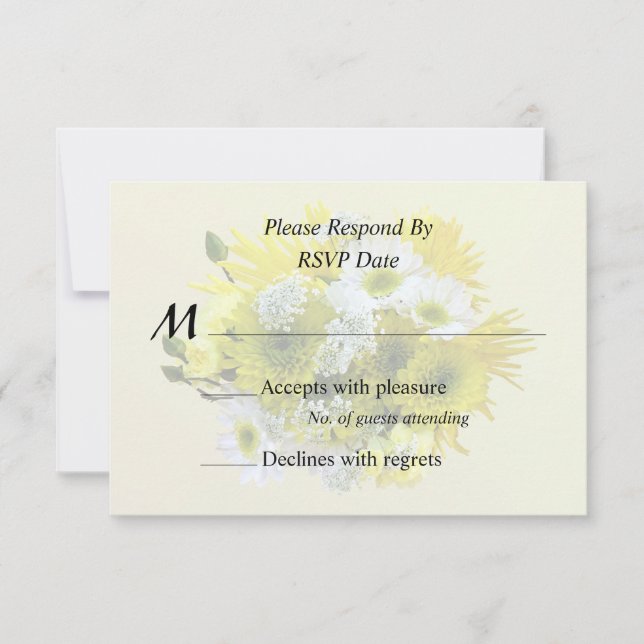 Daisies, Mums and Queen Anne's Lace Bouquet RSVP Card (Front)