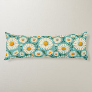Daisies on a Soft Blue Background Body Cushion