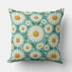 Daisies on a Soft Blue Background Cushion