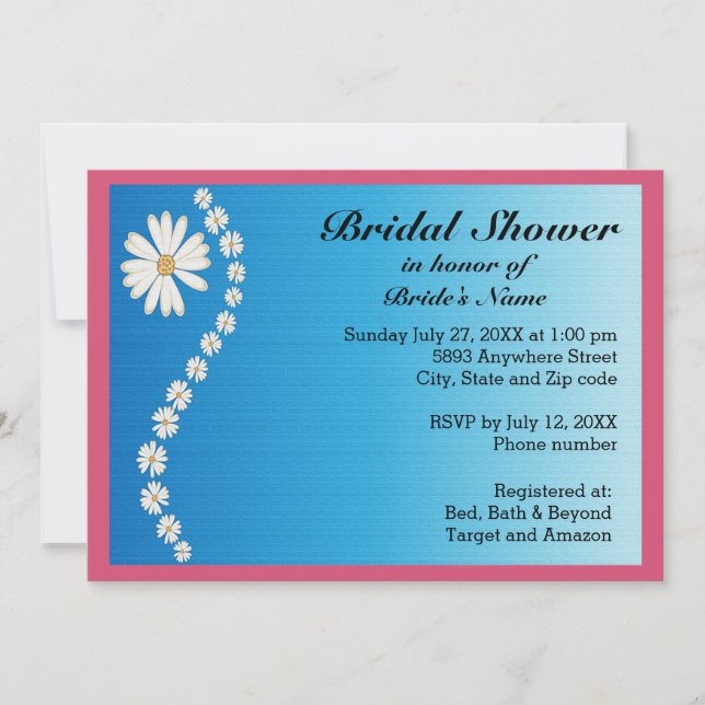 Daisies on Blue Background Bridal Shower Invite (Front)