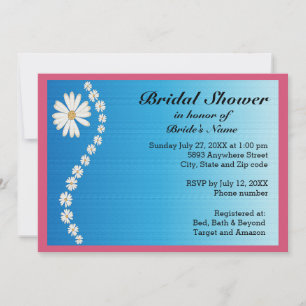 Daisies on Blue Background Bridal Shower Invite