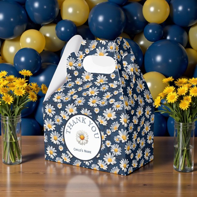 Daisies on Blue Denim Birthday  Favour Box (Creator Uploaded)