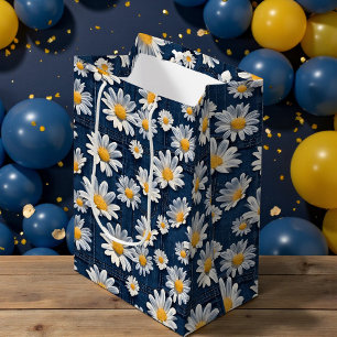 Daisies on Blue Denim Birthday Medium Gift Bag