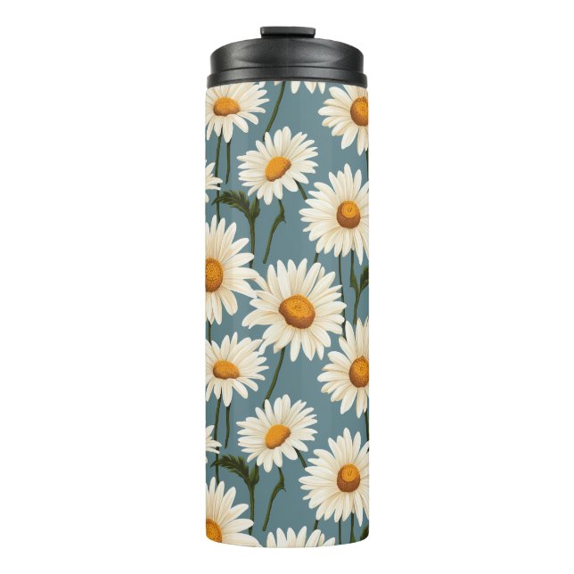 Daisies on Blue  Thermal Tumbler (Front)