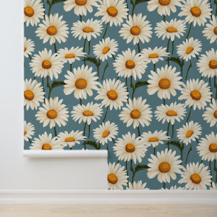 Daisies on Blue  Wallpaper
