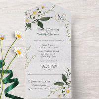 Daisies on Crackled White Paint Monogram 