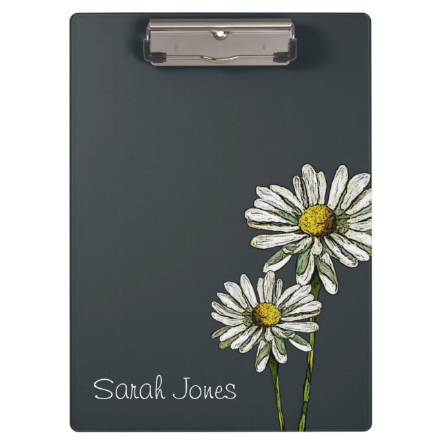 Daisies on Deep Blue: Original Art, Personalise Clipboard (Front)
