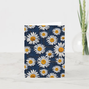 Daisies On Denim Blank Thank You Card