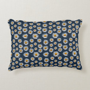 Daisies On Denim Decorative Cushion