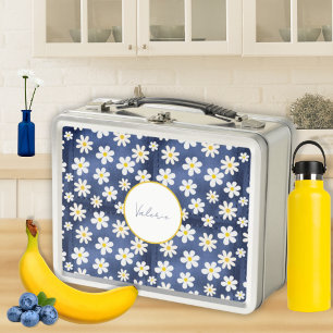 Daisies on Denim Metal Lunch Box