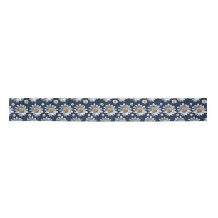 Daisies on Denim Satin Ribbon