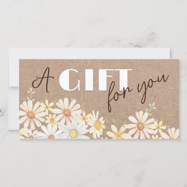 Daisies on faux kraft paper gift certificate (Front)
