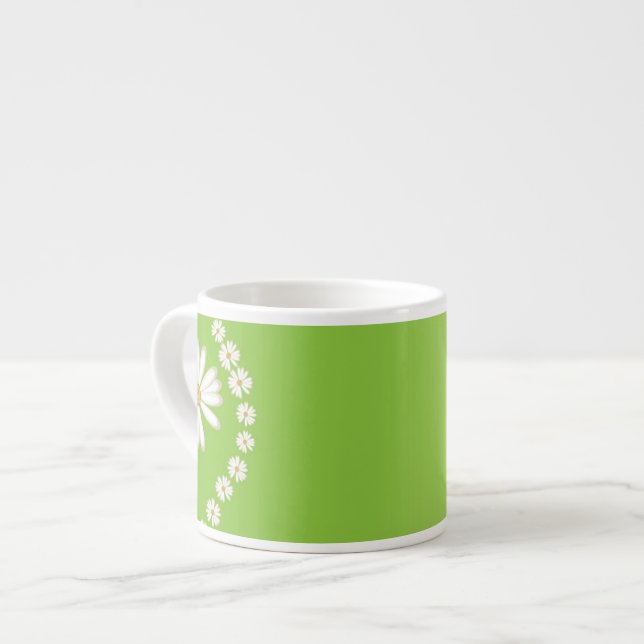 Daisies on Green Espresso Mug (Front Left)