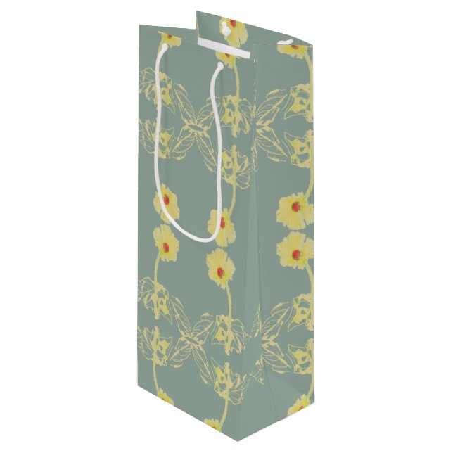 Daisies on Grey All Occasions Wine Bag (Front Angled)