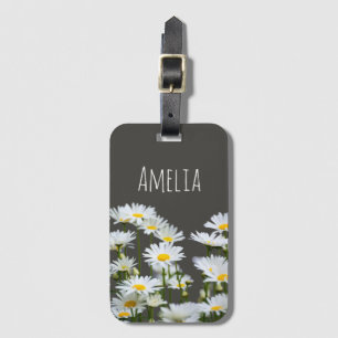 Daisies on Grey Luggage Tag