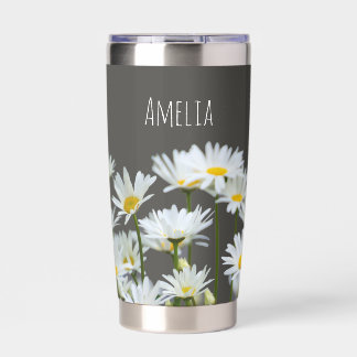 Daisies on Grey Personalised Insulated Tumbler
