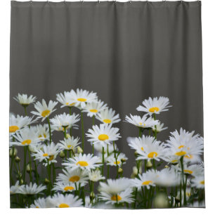 Daisies on Grey Shower Curtain