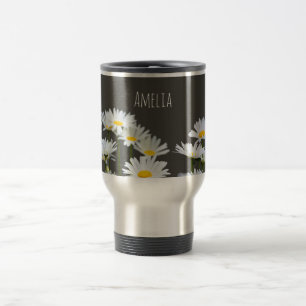 Daisies on Grey Travel Mug