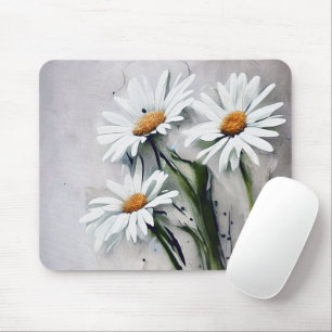 Daisies On Grunge Mouse Mat