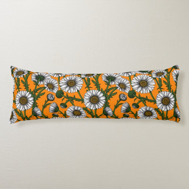 Daisies on orange body cushion (Front)