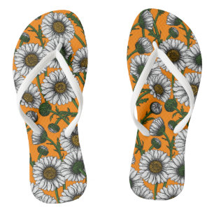 Daisies on orange flip flops