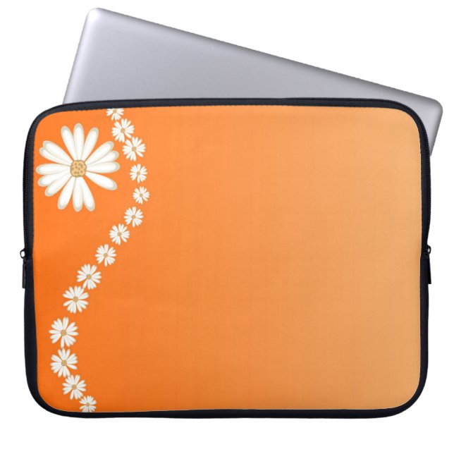 Daisies On Orange Laptop Computer Sleeve (Front)