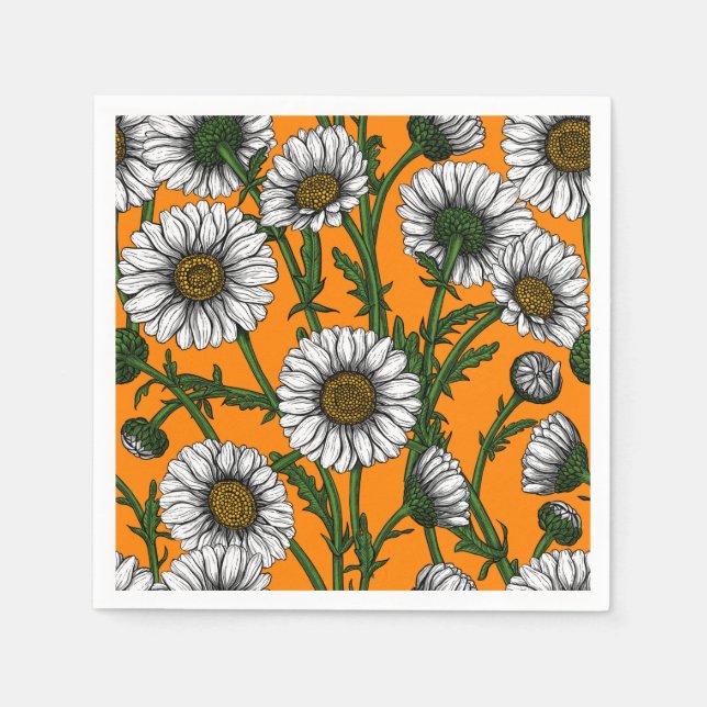 Daisies on orange napkin (Front)
