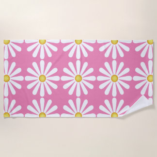 Daisies on pink Beach Towel
