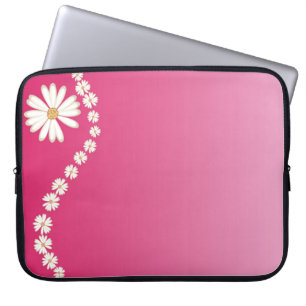 Daisies On Pink Laptop Computer Sleeve