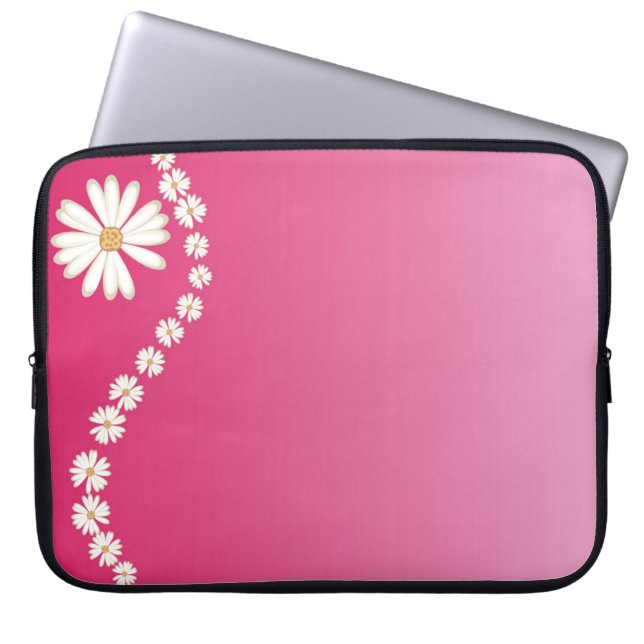 Daisies On Pink Laptop Computer Sleeve (Front)
