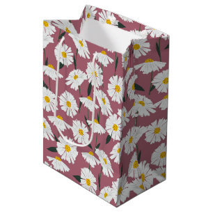Daisies on pink medium gift bag