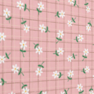 Daisies on Pink Plaid (small scale) Wallpaper