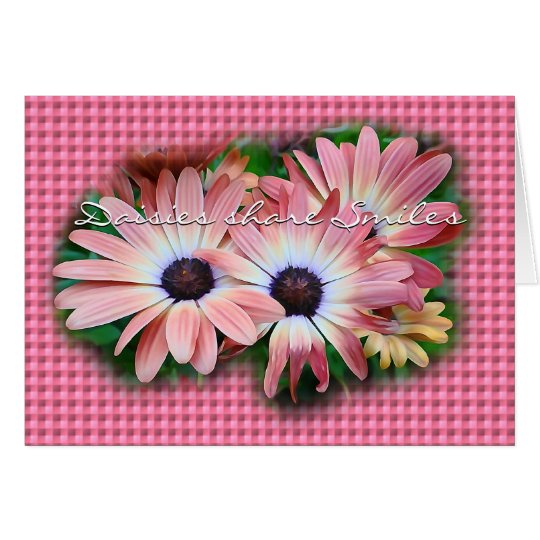 Daisies on Pk Gingham- customise any occasion Card