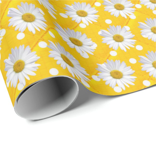 daisies on polka dots wrapping paper (Roll Corner)