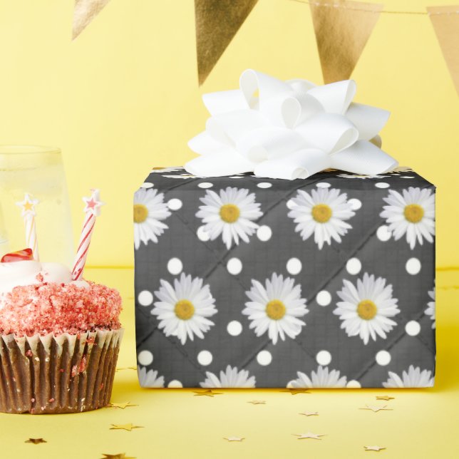 daisies on polka dots wrapping paper (Birthday Party)