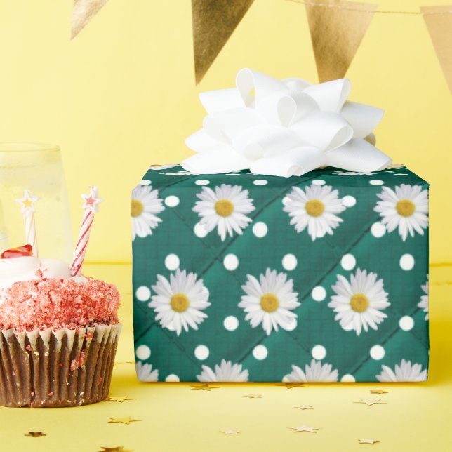 daisies on polka dots wrapping paper (Birthday Party)