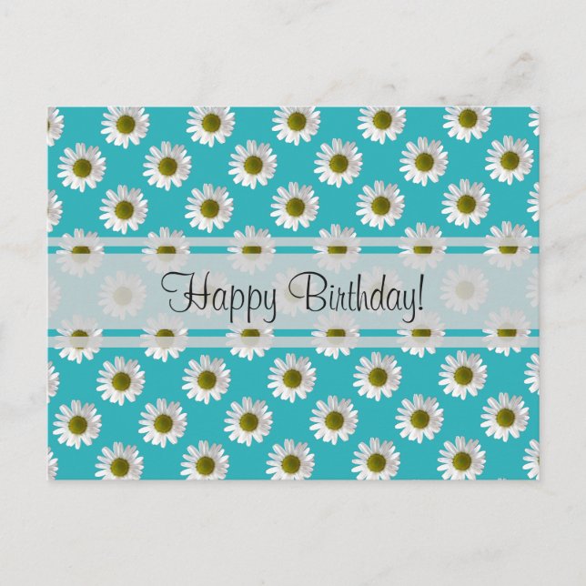Daisies on sky blue Happy Birthday! Postcard (Front)