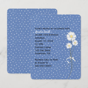 Daisies on white pin dots birthday invite
