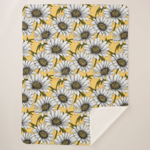 Daisies on yellow sherpa blanket