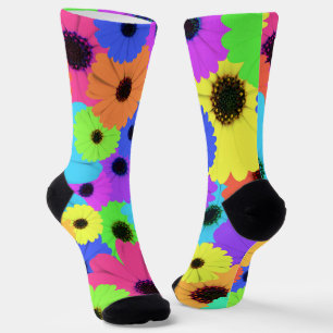 Daisies or Marigolds Colourful Psychedelic Pattern Socks