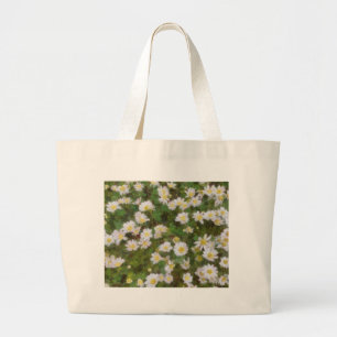 Daisies Painted In An Impressionist Style Large Tote Bag