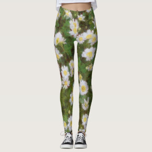 Daisies Painted In An Impressionist Style Leggings
