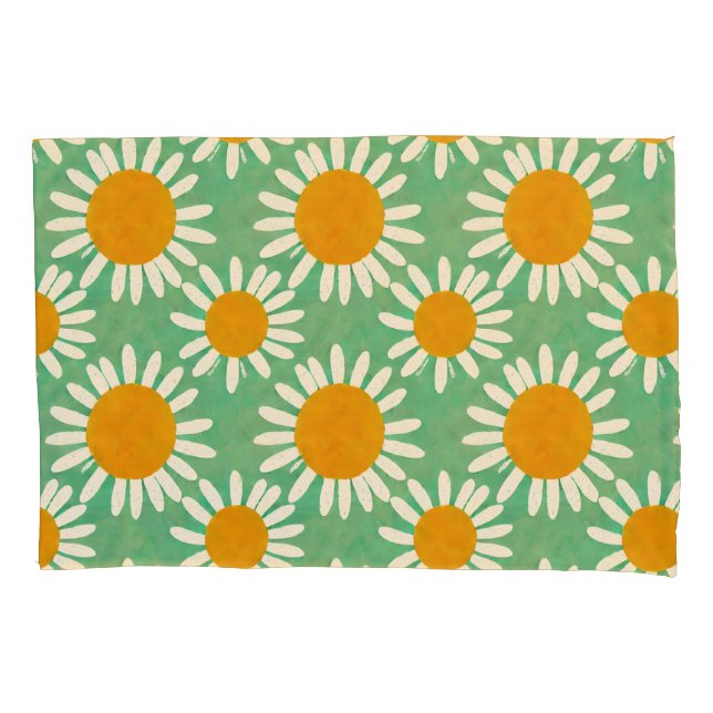 Daisies Pattern Watercolor Inspired Pillowcase (Front)