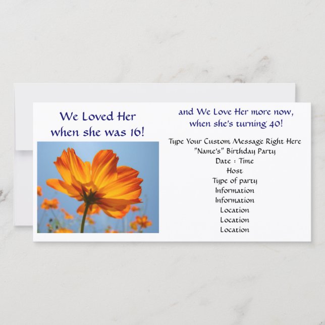 Daisies Photocard Invitations Customise text (Front)