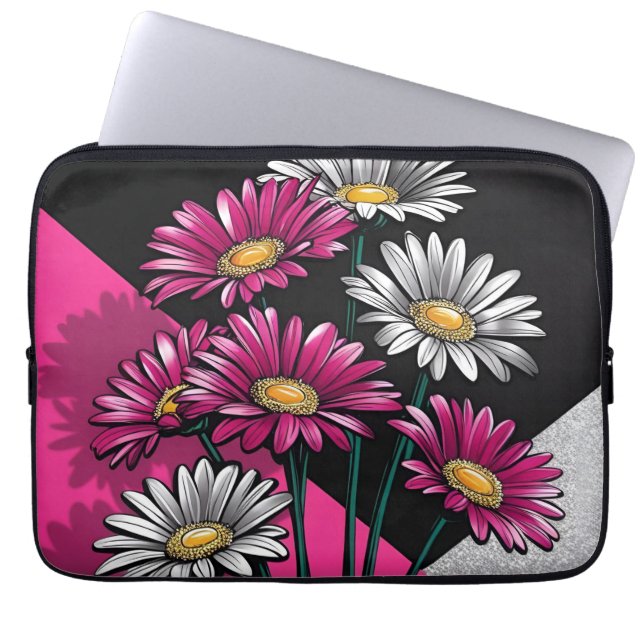 Daisies Pink and White Electronics Bag (Front)