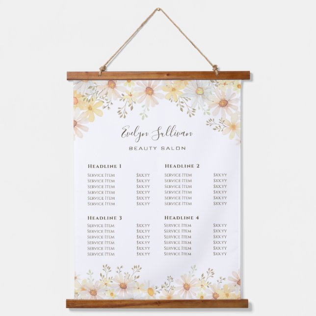 Daisies Price List Hanging Tapestry (Front)
