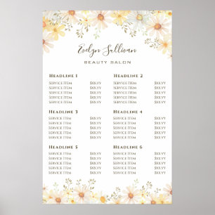Daisies price list poster