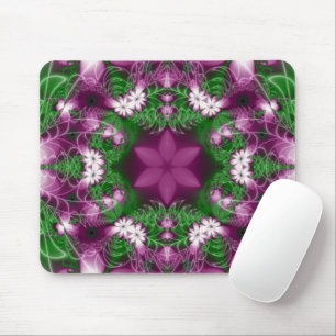 Daisies   Purple and Green Fractal Art Mouse Mat