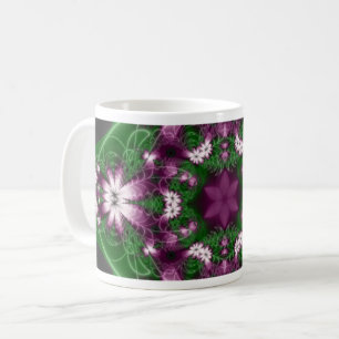 Daisies Purple and Green Fractal Art Wrap Coffee Mug