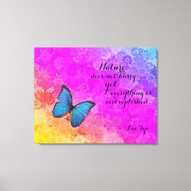 Daisies Rainbow Colours Blu Butterfly Lao Tzu Quot Canvas Print (Front)